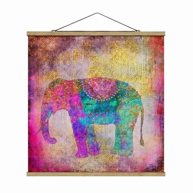 Quadros zen Colourful Collage - Indian Elephant