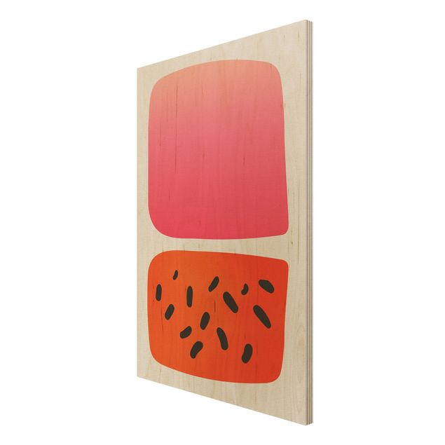 quadro de madeira para parede Abstract Shapes - Melon And Pink