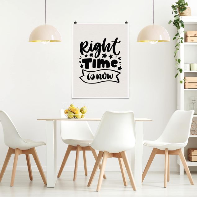 Quadros com frases Right Time Is Now