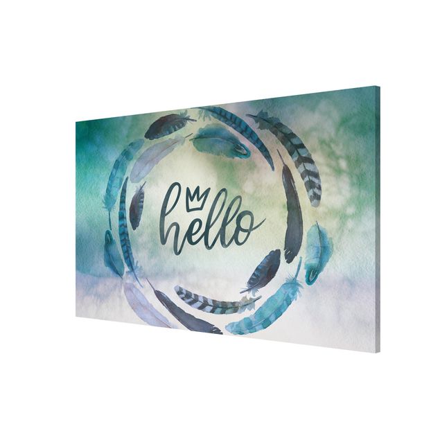 Quadros penas Hello Crown Watercolour With Feathers