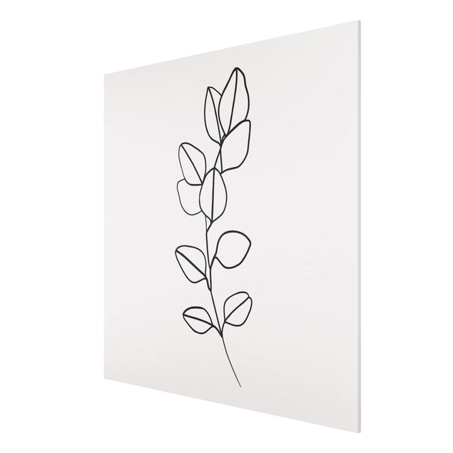Quadros florais Line Art Branch Leaves Black And White