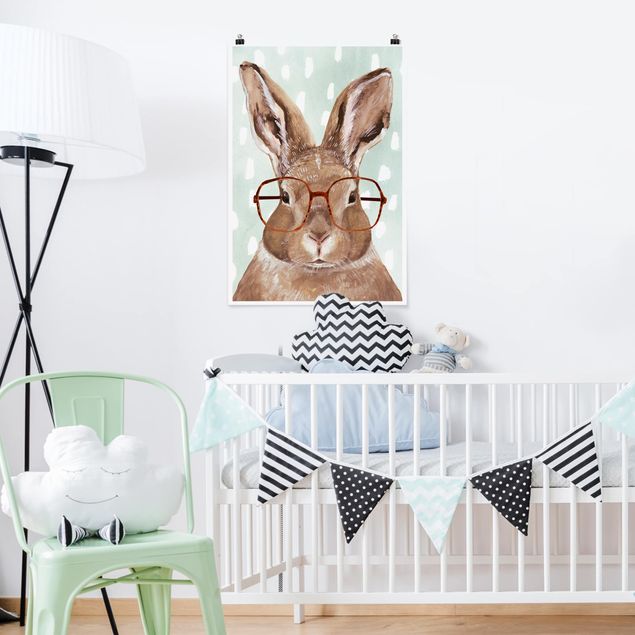quadros decorativos para sala modernos Animals With Glasses - Rabbit