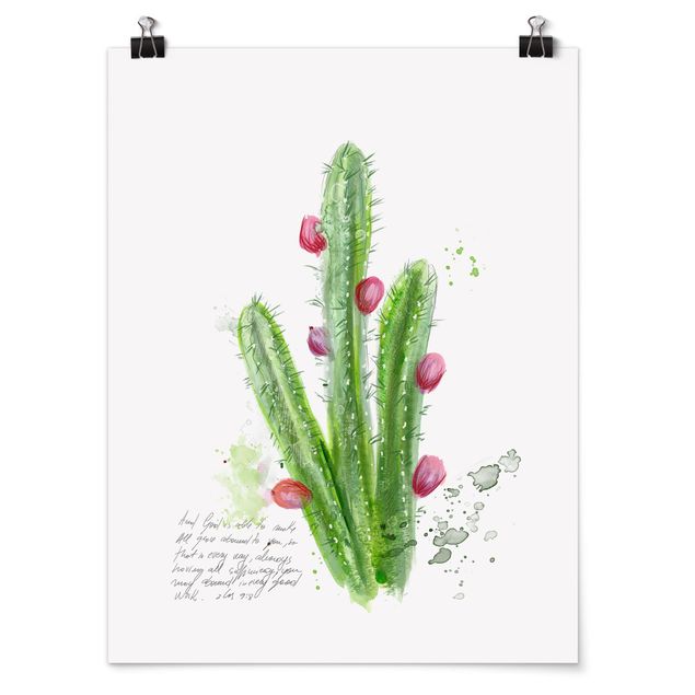 quadros flores Cactus With Bibel Verse II