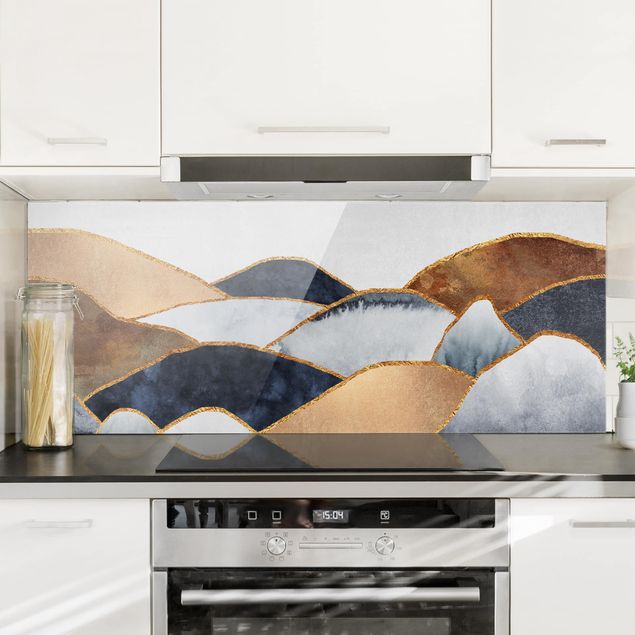 decoraçao para parede de cozinha Golden Mountains Watercolor