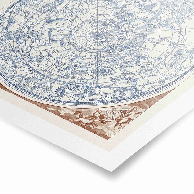 quadros azuis Vintage Star Map Northern Hemissphere