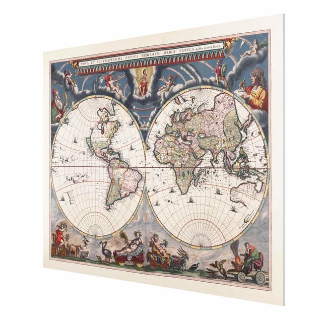 Quadros retro Historic World Map Nova Et Accuratissima Of 1664