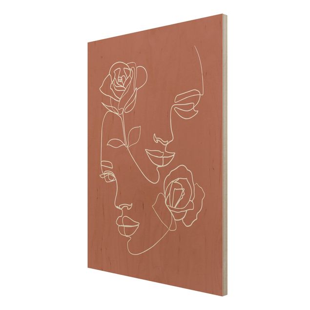 Quadros por movimento artístico Line Art Faces Women Roses Copper