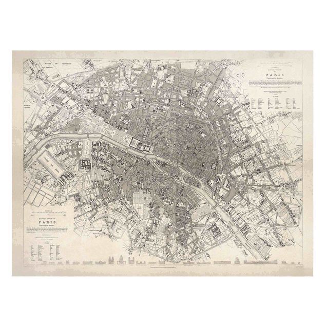 Quadros Paris Vintage Map Paris