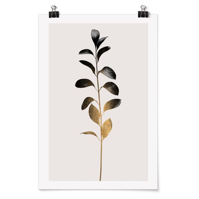 Posters quadros famosos Graphical Plant World - Gold And Grey