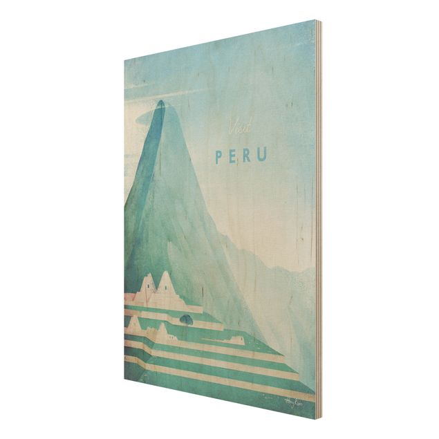Quadros em madeira vintage Travel Poster - Peru