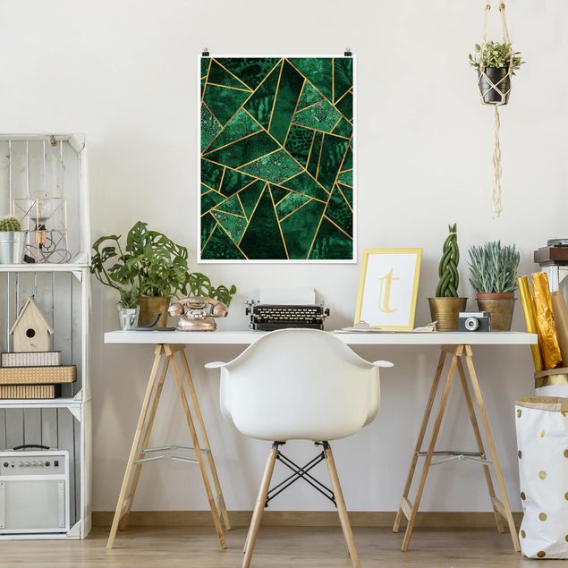Posters abstratos Dark Emerald With Gold