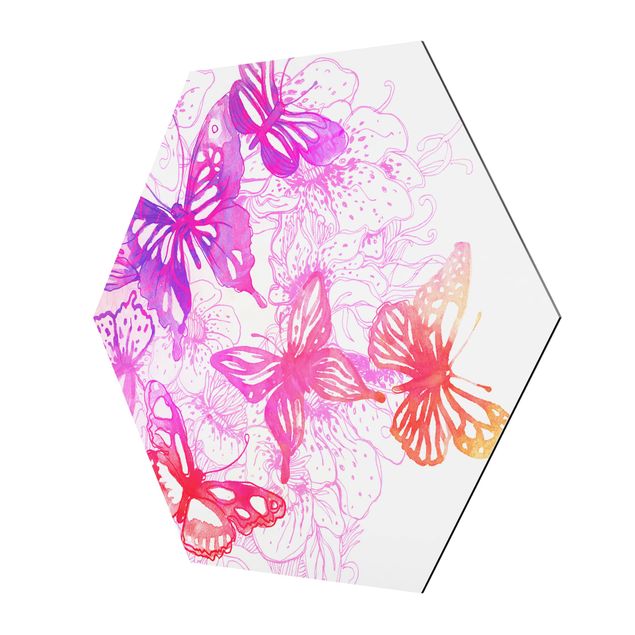 Quadros hexagonais Butterfly Dream