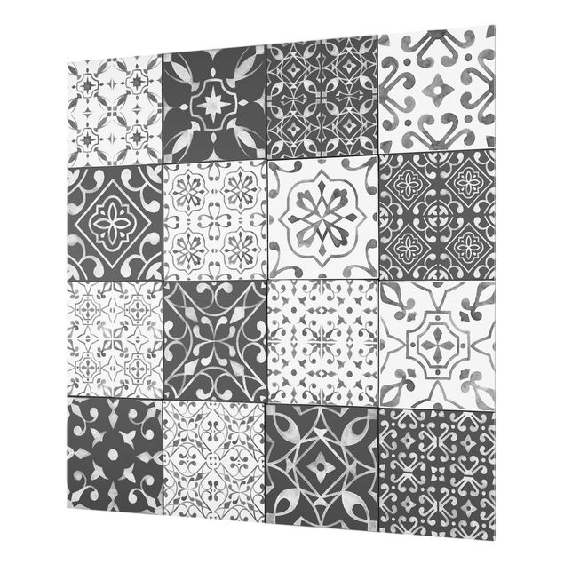Painel anti-salpicos de cozinha Tile Pattern Mix Gray White