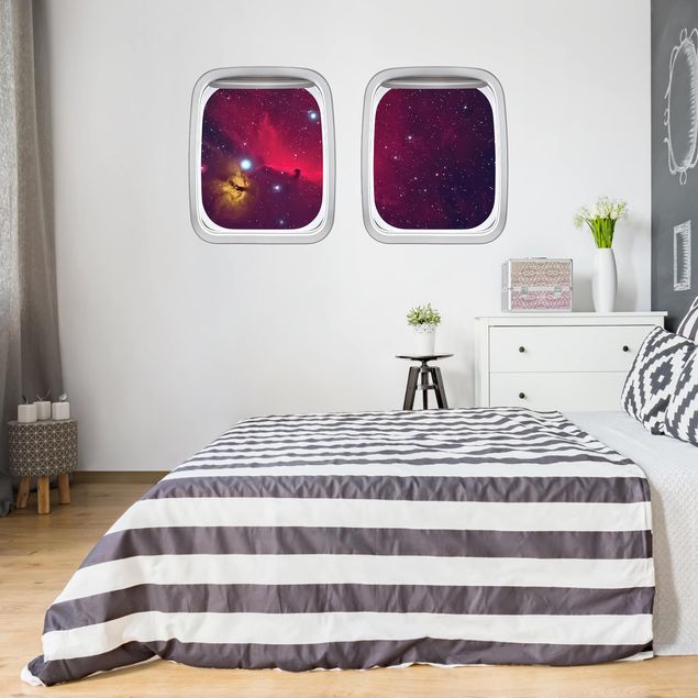decoração para quartos infantis Aircraft Window Colourful Galaxy