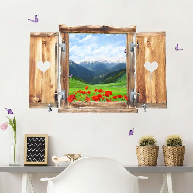 decoraçoes cozinha Window With Heart Alpine Meadow