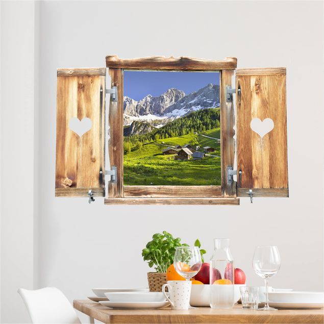decoraçoes cozinha Window With Heart Styria Alpine Meadow