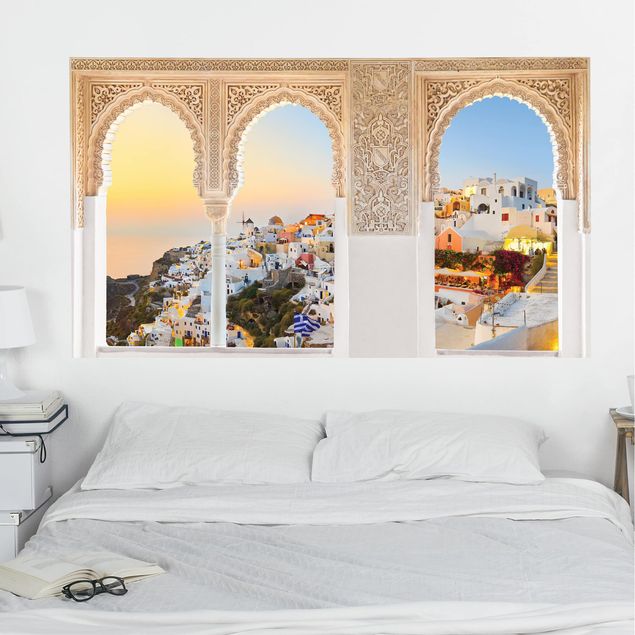 Autocolantes de parede metrópoles Decorated Window Bright Santorini