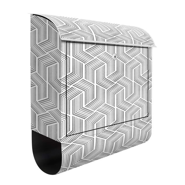 caixa de correio cinza 3D Pattern With Stripes In Silver