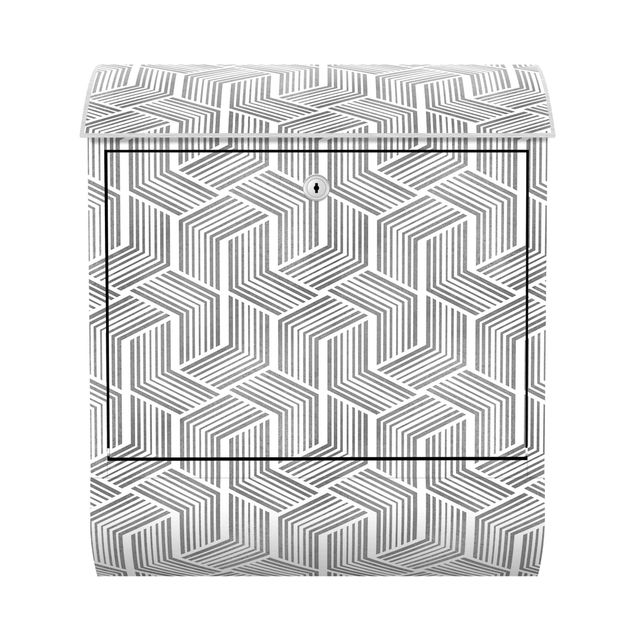 caixas de correio exteriores 3D Pattern With Stripes In Silver