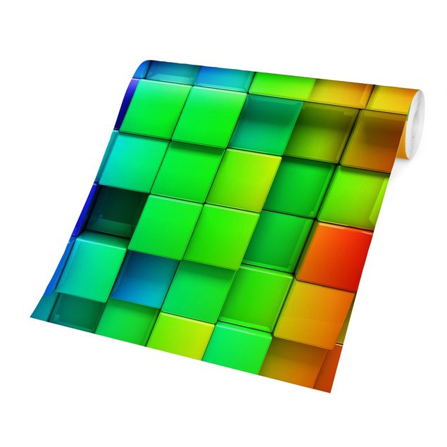 papel de parede para quarto de casal moderno 3D Cubes