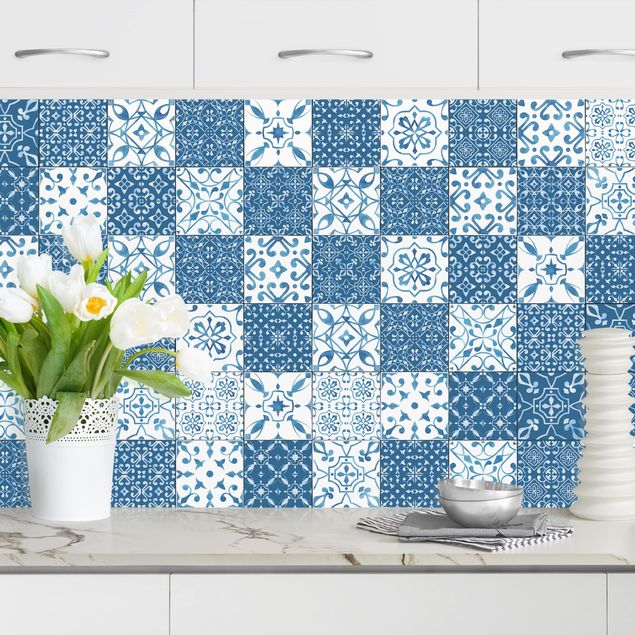 decoraçao cozinha Tile Pattern Mix Blue White