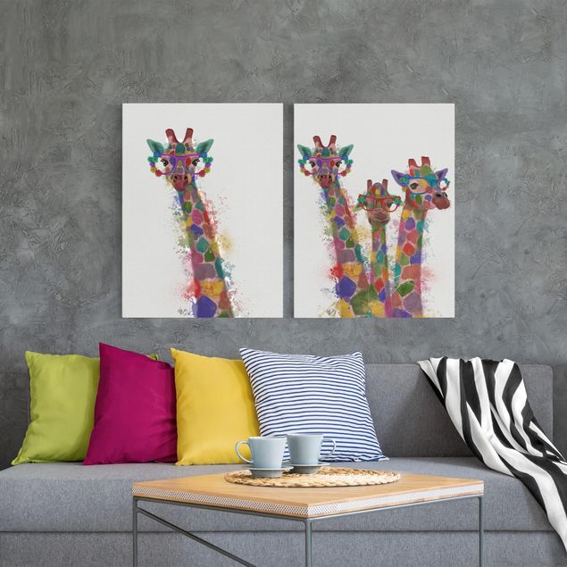 Telas decorativas girafas Rainbow Splash Giraffes Set I