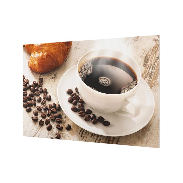 Painel anti-salpicos de cozinha Steaming Coffee Cup With Coffee Beans
