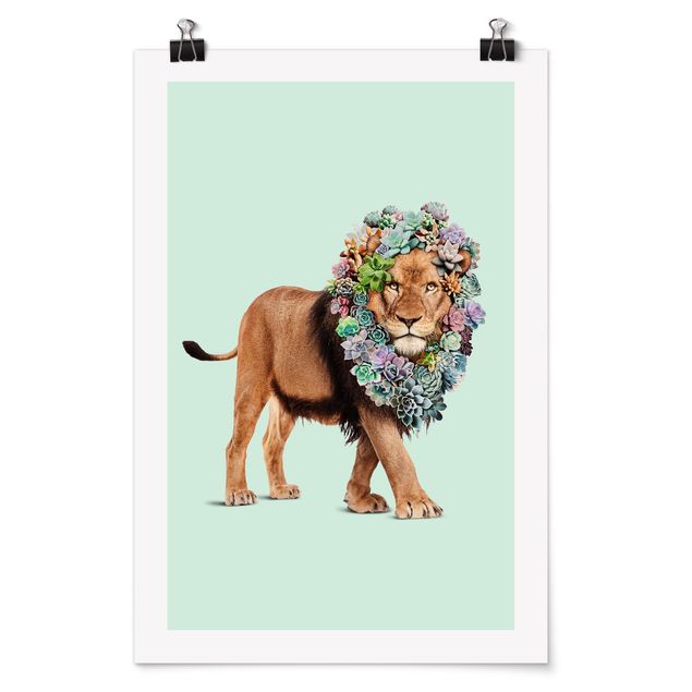Posters quadros famosos Lion With Succulents