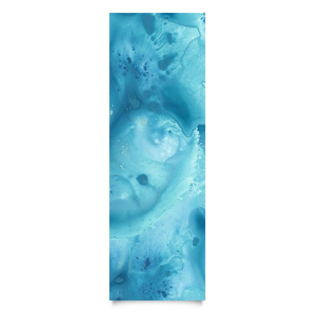 Papel autocolante para móveis armários Wave Watercolour Turquoise l