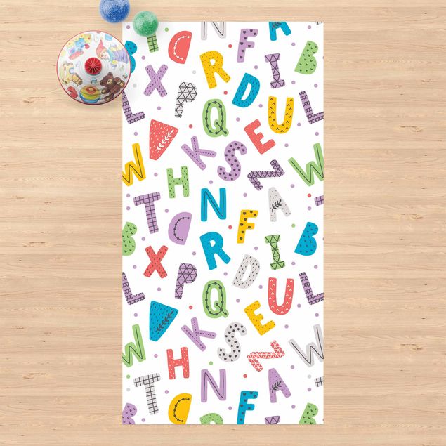 tapetes de exterior Alphabet With Hearts And Dots In Colourful