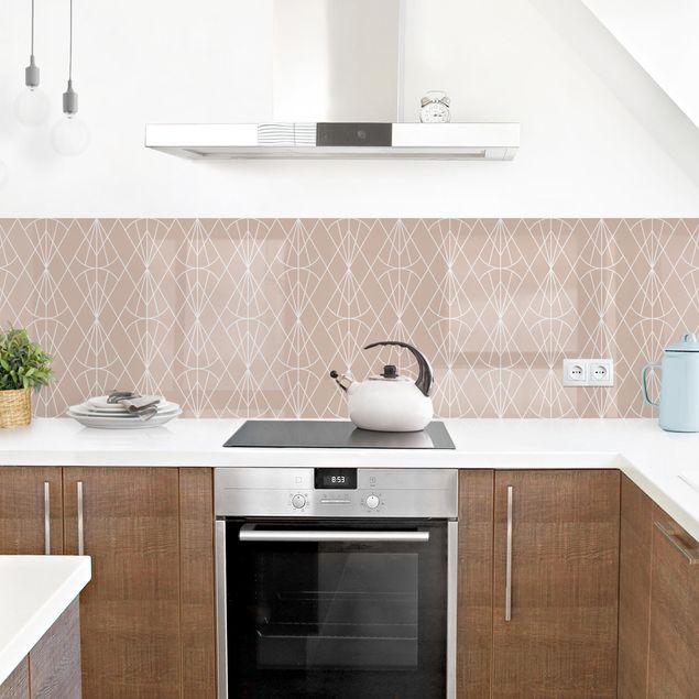 backsplash cozinha Art Deco Diamond Pattern In Front Of Beige XXL