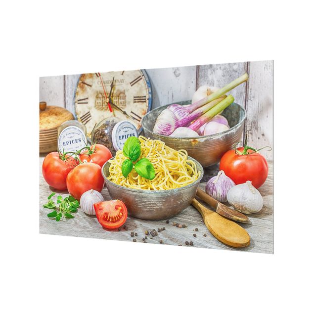 Painel anti-salpicos de cozinha Spaghetti Bowl With Basil