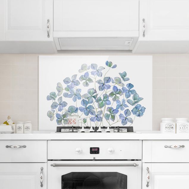Painel anti-salpicos de cozinha flores Blue Hydrangea Flowers