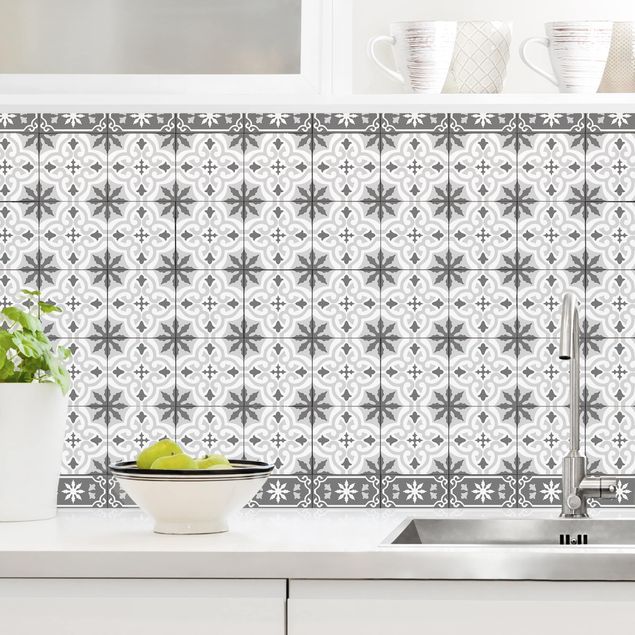 decoraçao para parede de cozinha Geometrical Tile Mix Cross Grey