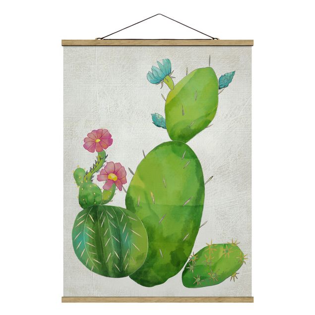 quadro família Cactus Family In Pink And Turquoise