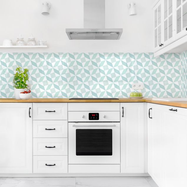 Backsplash de cozinha imitação azulejos Geometrical Tiles - Massa