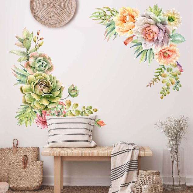 decoraçao para parede de cozinha Watercolour Succulents Ornament XXL