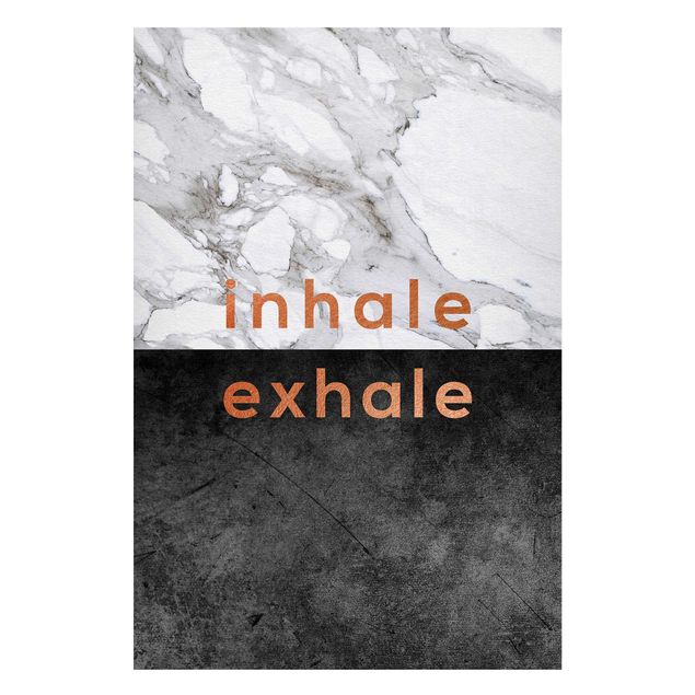 Quadros magnéticos frases Inhale Exhale Copper And Marble