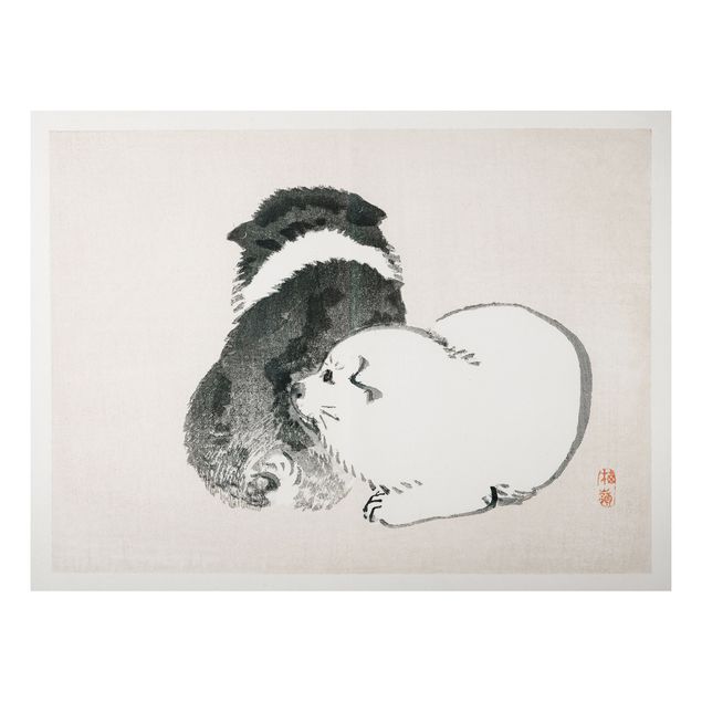 Quadros cães Asian Vintage Drawing Black And White Pooch