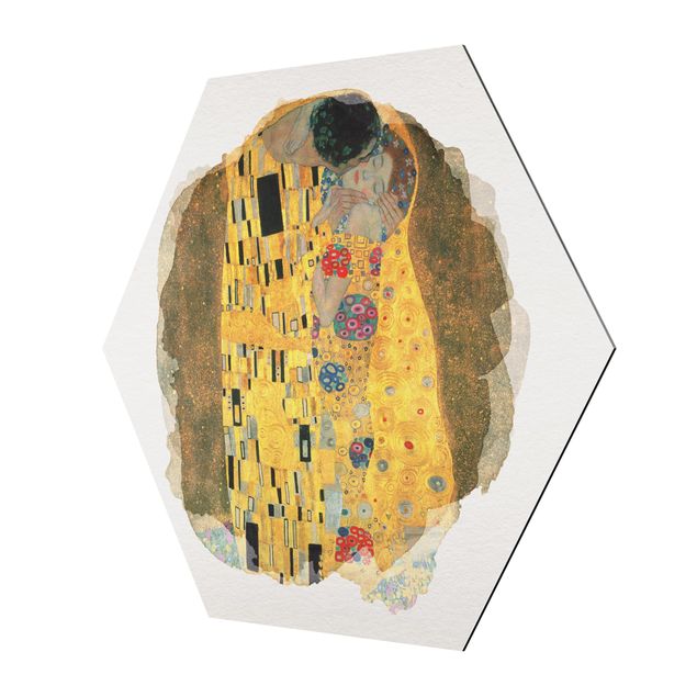 quadros decorativos para sala modernos WaterColours - Gustav Klimt - The Kiss