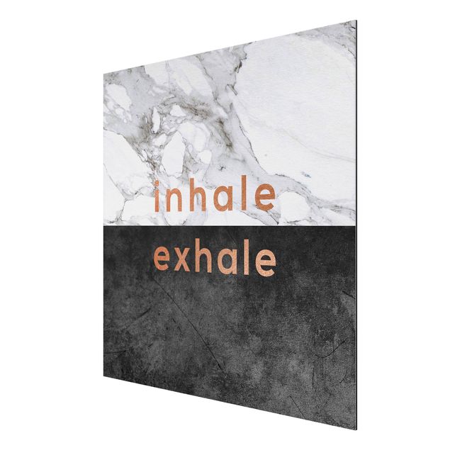 Quadros com frases Inhale Exhale Copper And Marble