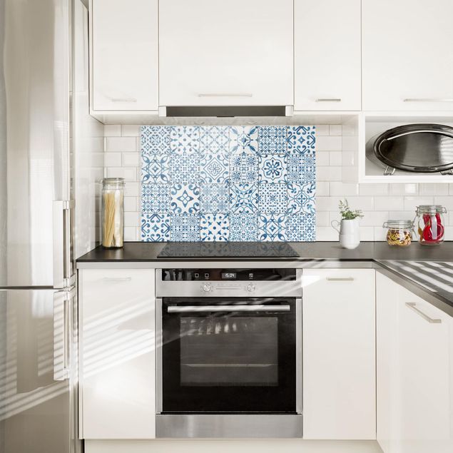 Painel anti-salpicos de cozinha padrões Pattern Tiles Blue White