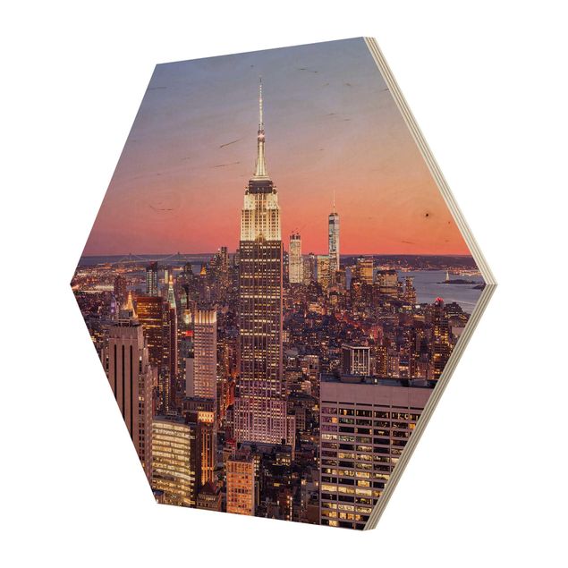 Quadros hexagonais Sunset Manhattan New York City