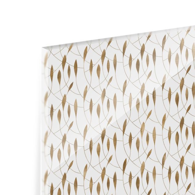 Painel anti-salpicos de cozinha Natural Pattern Sweeping Leaves In Gold