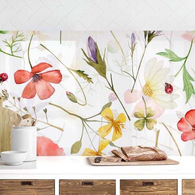 decoraçao para parede de cozinha Ladybird With Poppies In Watercolour