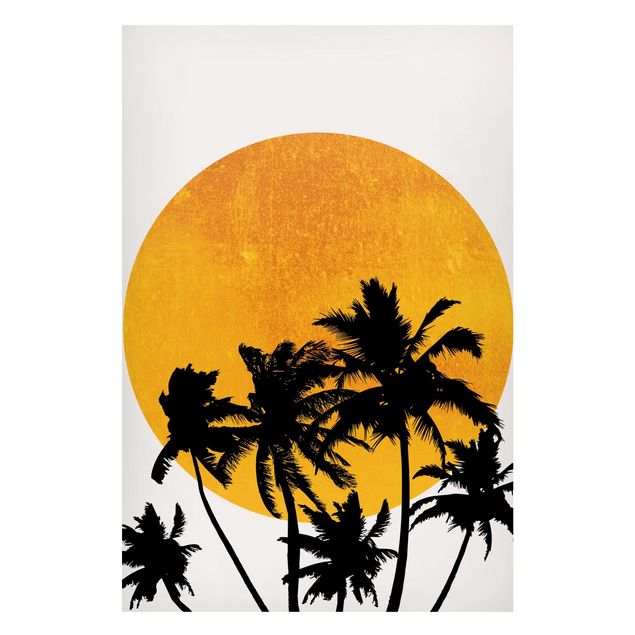 quadros de paisagens Palm Trees In Front Of Golden Sun