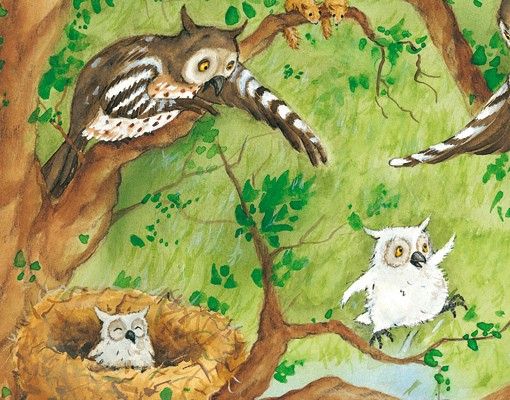 Autocolantes para vidros animais Vasily Raccoon - Owl Chick Elsa Pulls Out