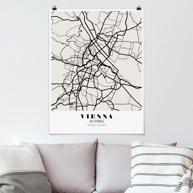 decoraçao para parede de cozinha Vienna City Map - Classic