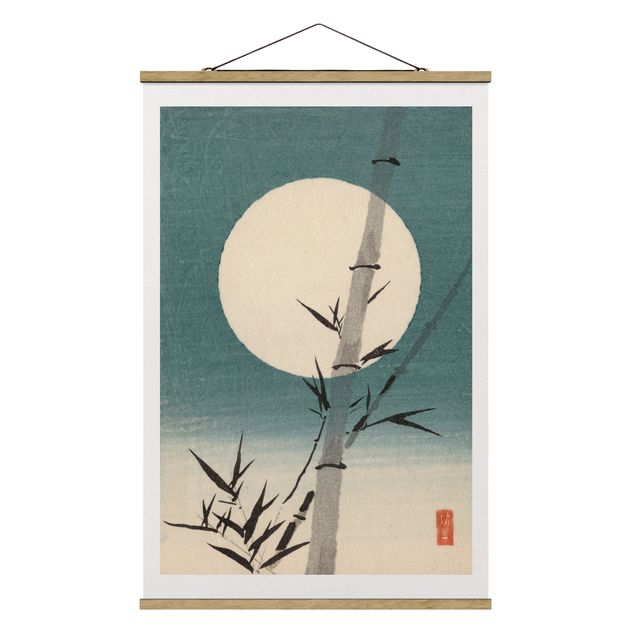 quadro da natureza Japanese Drawing Bamboo And Moon