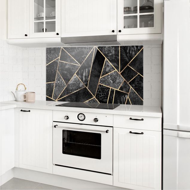 Painel anti-salpicos de cozinha padrões Gray Triangles Gold